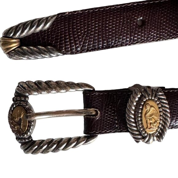 Brighton Brown Leather Belt Museum Collection M 37809 Sphinx Pegasus Vintage 90s - Picture 1 of 16